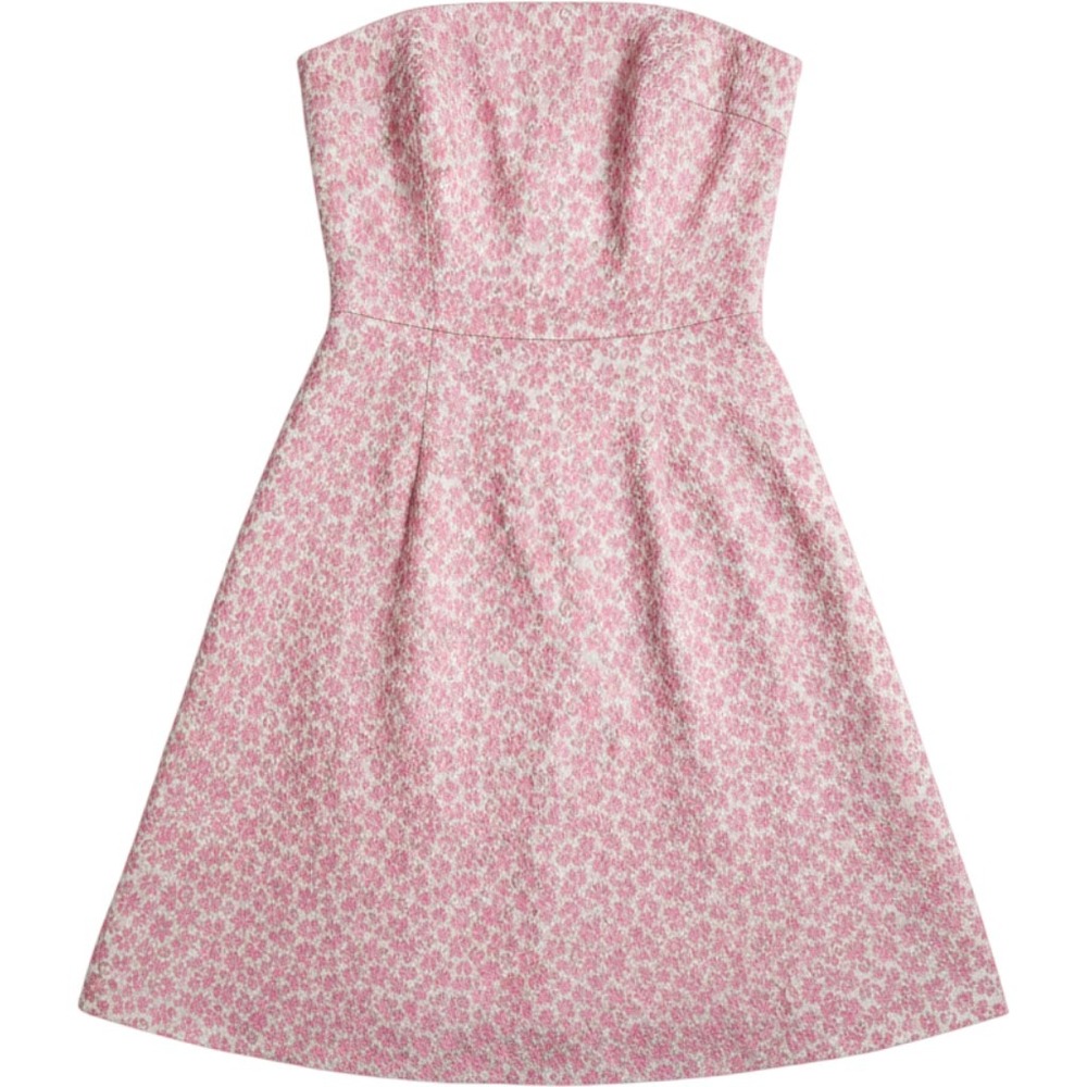 Lilly Pulitzer Sienna Strapless Jacquard Dress Y2K Hibiscus Pink Floral Size 12 - Picture 2 of 8